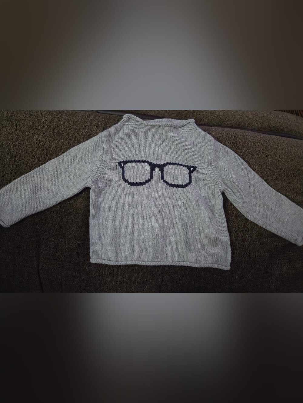 Baby Gap Gray Knit Glasses Sweater 12–18 Months